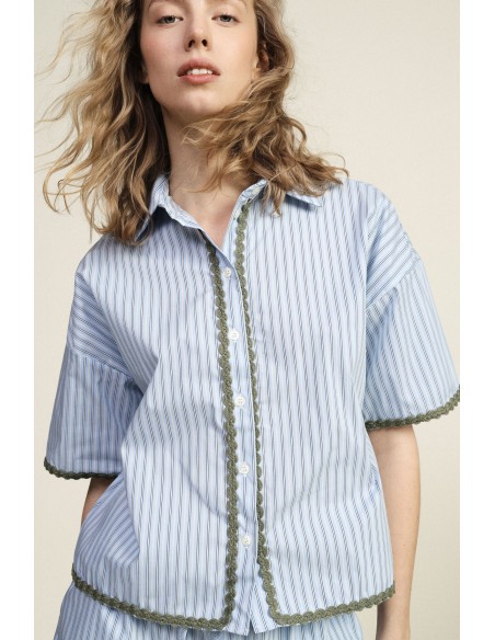 Gestreept shirt met schulpranden en korte mouwen Dixie