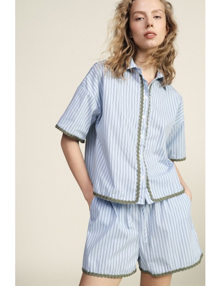 Chemise rayée à profil festonné et manches courtes Dixie