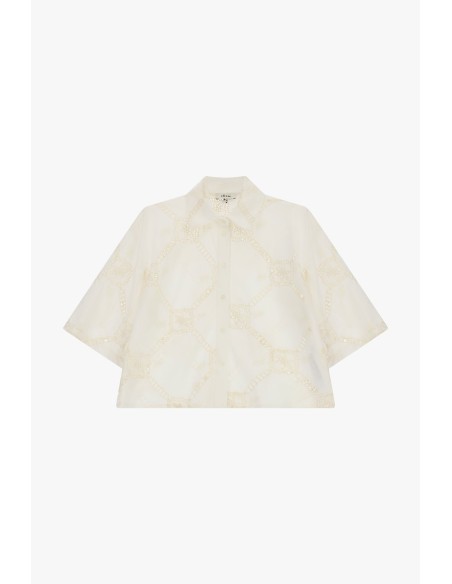 Chemise croisée avec broderie géométrique et manches larges Dixie