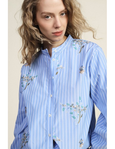 Dixie Long-Sleeve Shirt With Mandarin Collar