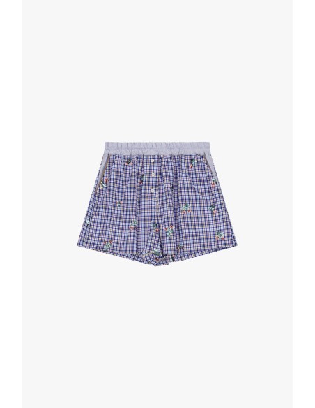 Short regular fit à carreaux avec boutons et motif brodé Dixie