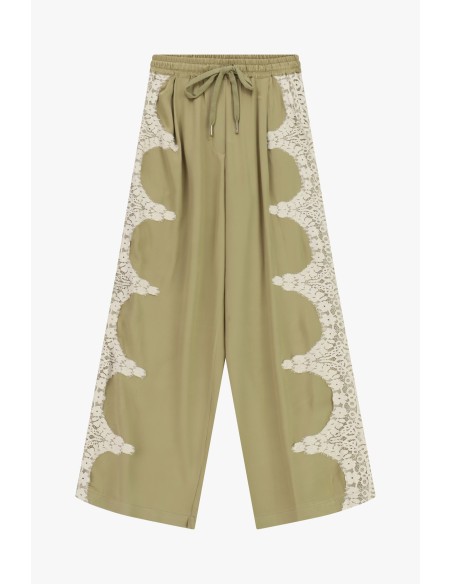 Dixie Palazzo-broek met patroon en geborduurde inzetstukken