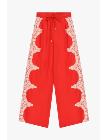 Pantalon palazzo fantaisie avec empiècements brodés Dixie