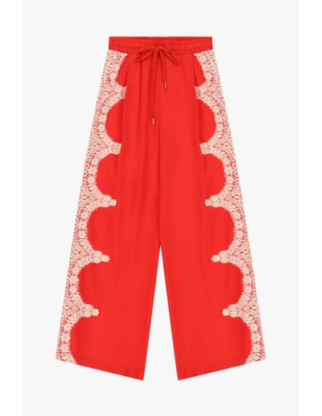 Pantalon palazzo fantaisie avec empiècements brodés Dixie
