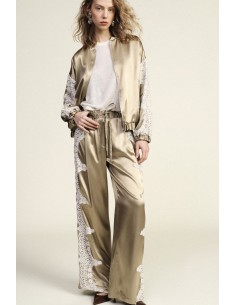 Pantalon palazzo fantaisie avec empiècements brodés Dixie