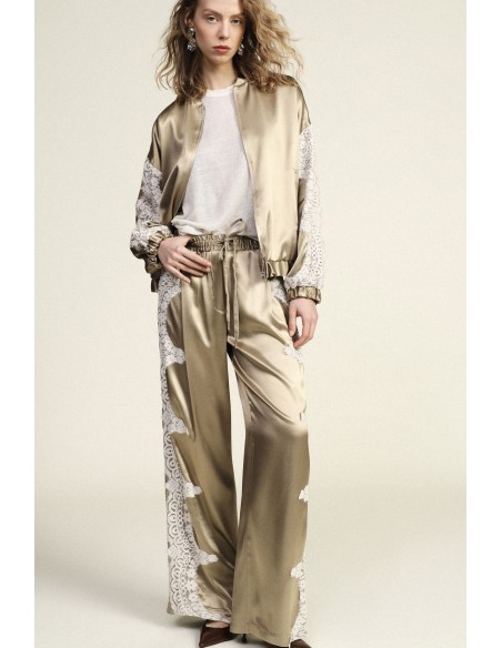 Pantalon palazzo fantaisie avec empiècements brodés Dixie