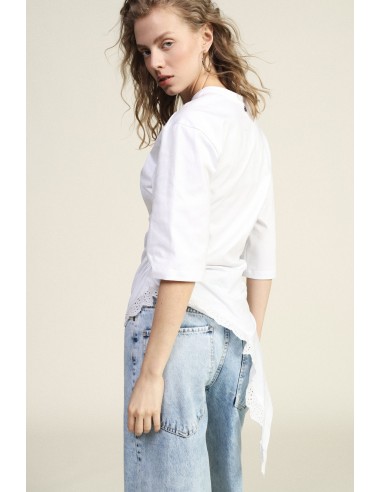 Asymmetrische top met rimpeldetail en elleboogmouwen Dixie