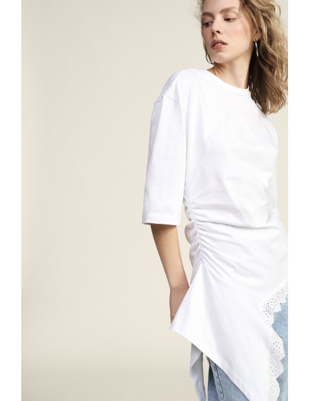 Asymmetrische top met rimpeldetail en elleboogmouwen Dixie