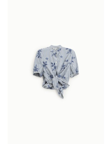 Chemise rayée à manches courtes bouclées Please