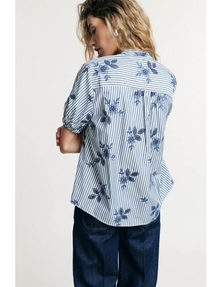 Chemise rayée à manches courtes bouclées Please