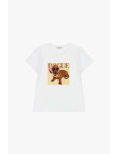 T-shirt met korte mouwen, hondenprint en de tekst Please