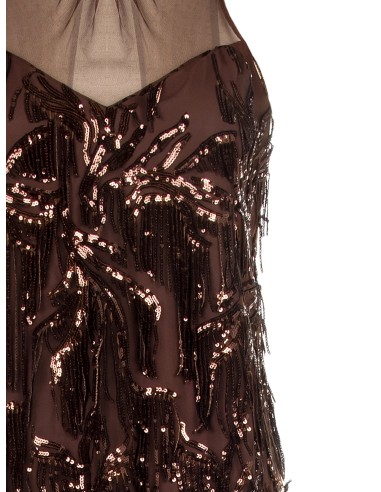 Robe courte en tulle avec broderies et franges de sequins Rinascimento