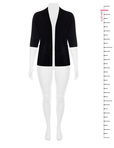 Cardigan grande taille ouvert en mélange de coton, en maille tressée et ajourée, avec poches, Rinascimento Curvy