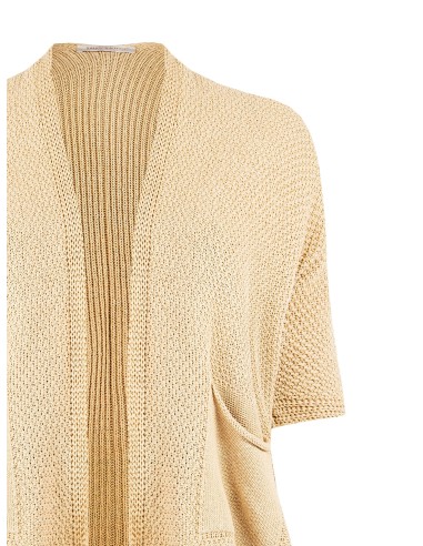 Cardigan grande taille ouvert en mélange de coton, en maille tressée et ajourée, avec poches, Rinascimento Curvy