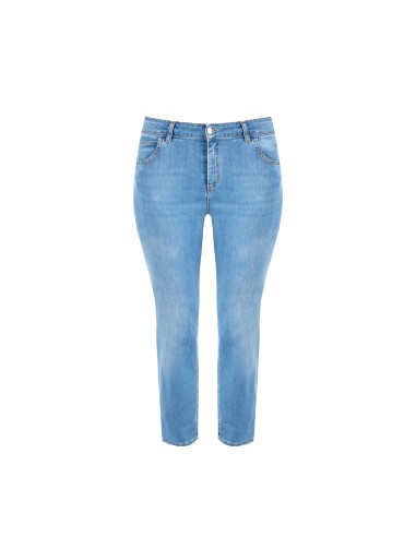 Curvy skinny jeans van stretchdenim met medium wassing en strass op de achterzak Rinascimento Curvy