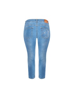 Curvy skinny jeans van stretchdenim met medium wassing en strass op de achterzak Rinascimento Curvy 2