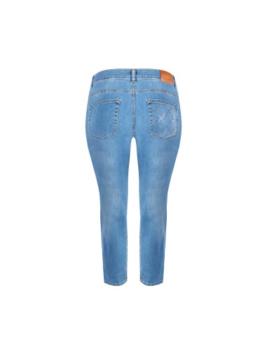 Jean skinny curvy extensible, délavage moyen, avec strass sur la poche arrière, Rinascimento Curvy