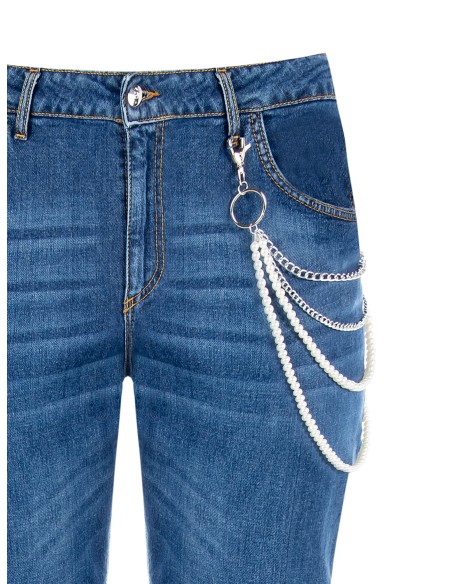 Rinascimento Curvy Curvy straight jeans met afneembare parelketting