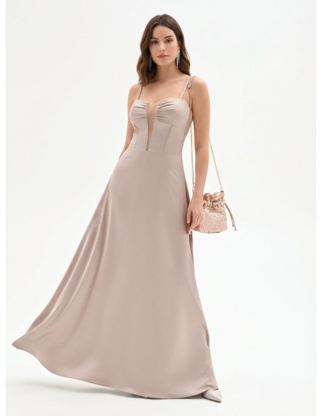 Robe longue bustier évasée en satin Rinascimento