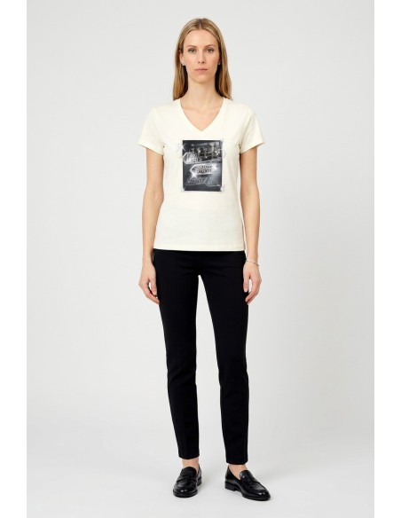 Liu Jo - T-shirt imprimé et orné de strass