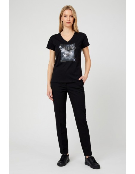 T-shirt met print en strass van Liu Jo