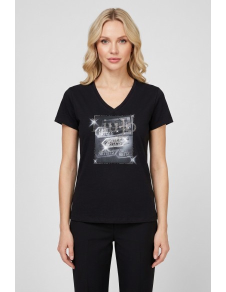 T-shirt met print en strass van Liu Jo