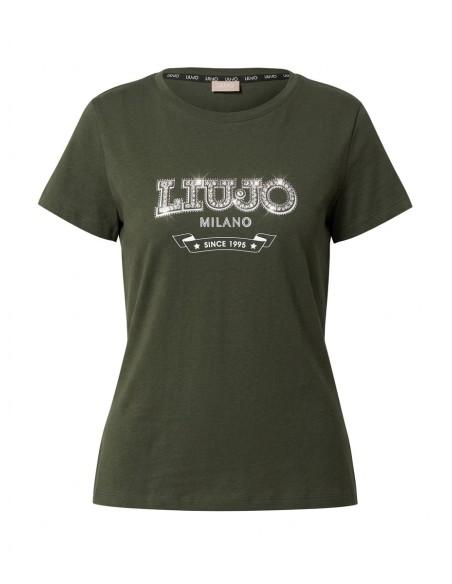 T-shirt met logo en edelstenen van Liu Jo