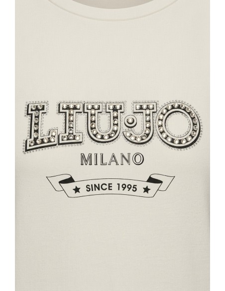 T-shirt met logo en edelstenen van Liu Jo