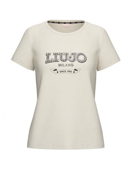 T-shirt met logo en edelstenen van Liu Jo
