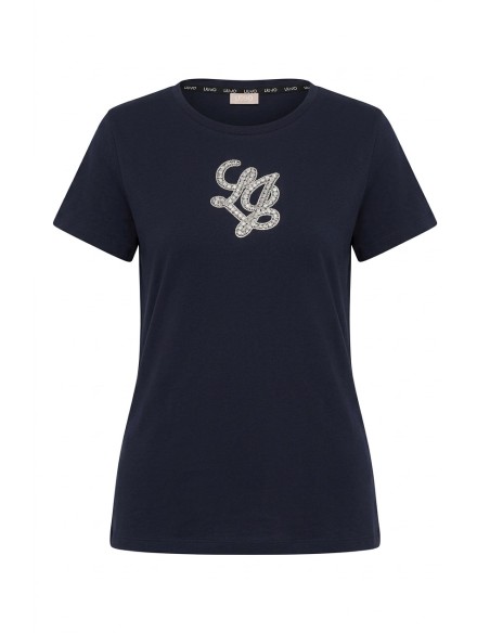 T-Shirt avec logo Liu Jo Lettres avec pierres précieuses