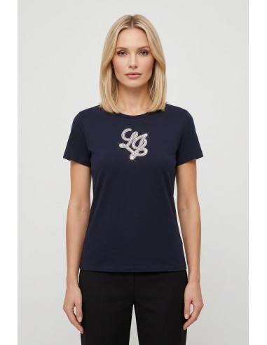 T-shirt met logoletters en edelstenen van Liu Jo