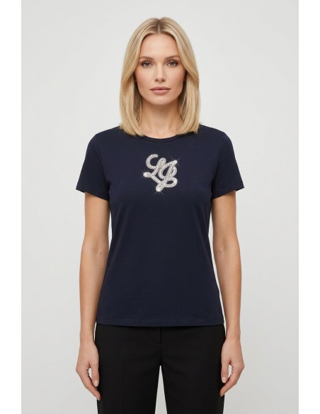 T-Shirt avec logo Liu Jo Lettres avec pierres précieuses