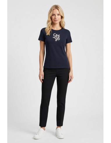 T-shirt met logoletters en edelstenen van Liu Jo