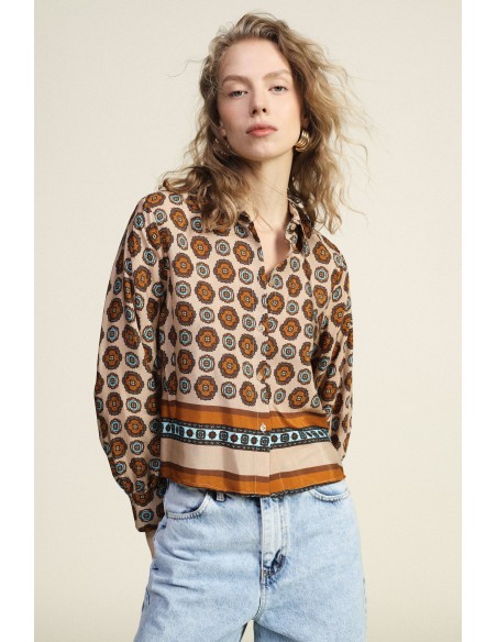 Dixie overhemd met levendige geometrische print