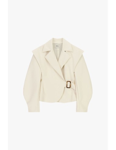 Veste en similicuir avec épaules structurées et ceinture Dixie