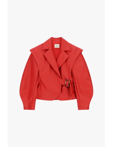 Veste en similicuir avec épaules structurées et ceinture Dixie