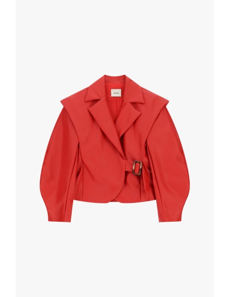 Veste en similicuir avec épaules structurées et ceinture Dixie