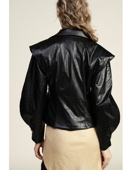Veste en similicuir avec ceinture et manches volumineuses Dixie