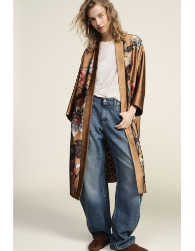 Manteau duster à motif floral et intérieur à imprimé animalier Dixie