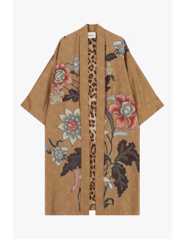 Manteau duster à motif floral et intérieur à imprimé animalier Dixie
