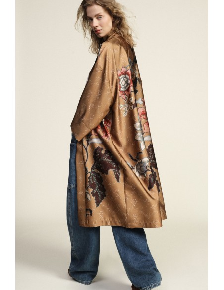 Manteau duster à motif floral et intérieur à imprimé animalier Dixie