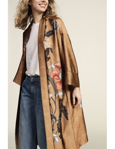 Manteau duster à motif floral et intérieur à imprimé animalier Dixie