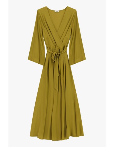 Dixie midi-jurk met overslag en ceintuur in de taille