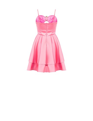 Rinascimento - Robe courte en satin lourd découpé et orné de fleurs