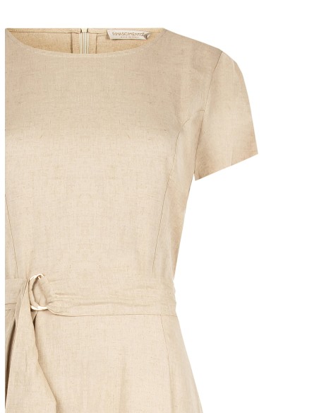 Longue robe en viscose et lin mélangés avec ceinture coordonnée Rinascimento