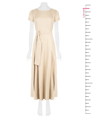 Longue robe en viscose et lin mélangés avec ceinture coordonnée Rinascimento
