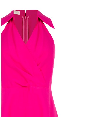 Robe courte en viscose mélangée légèrement froissée avec col en V croisé Rinascimento