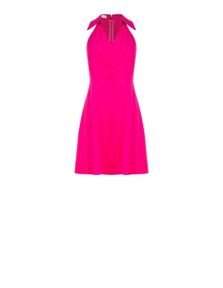 Robe courte en viscose mélangée légèrement froissée avec col en V croisé Rinascimento