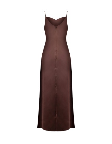 Robe longue en satin avec tresse de géorgette et fente Rinascimento