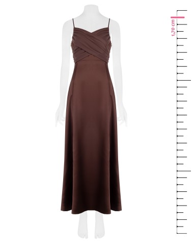 Robe longue en satin avec tresse de géorgette et fente Rinascimento